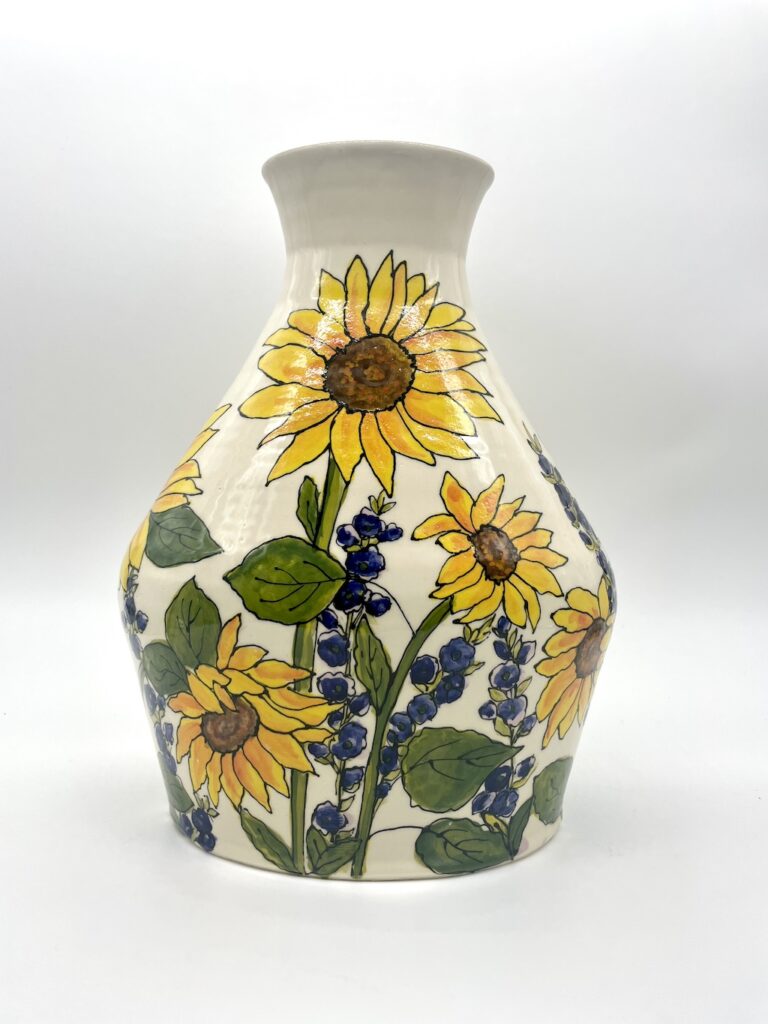 hand-painted sunflower vase
