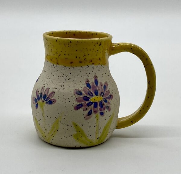 Purple flower and yellow glaze Coffee mug