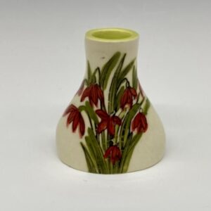 hand-painted mini red floral ceramic vase front view