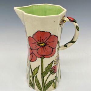 hand painted poppy pitcher ceramic flower pitcher