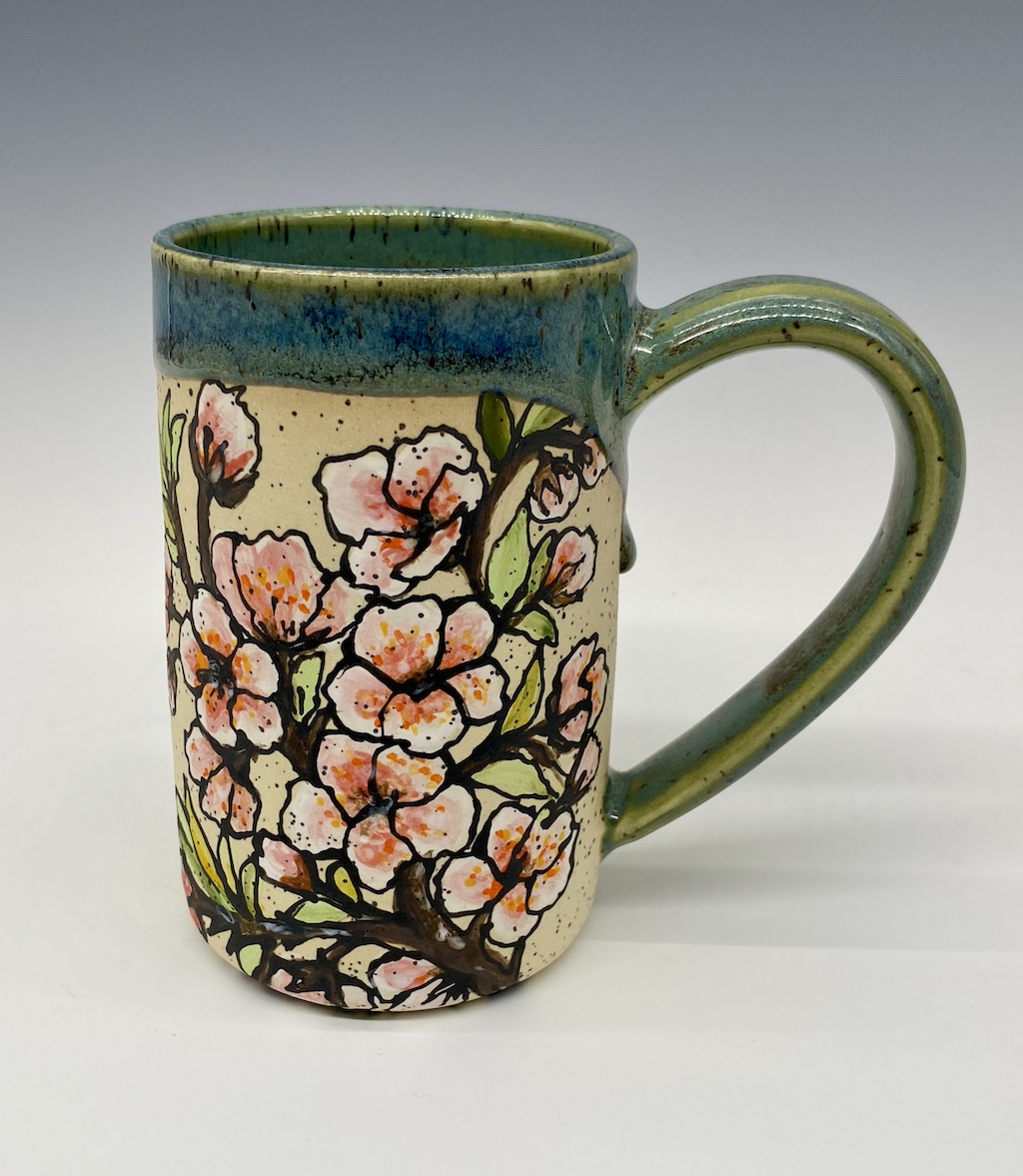 Hand-Painted Cherry Blossoms Coffee Mug