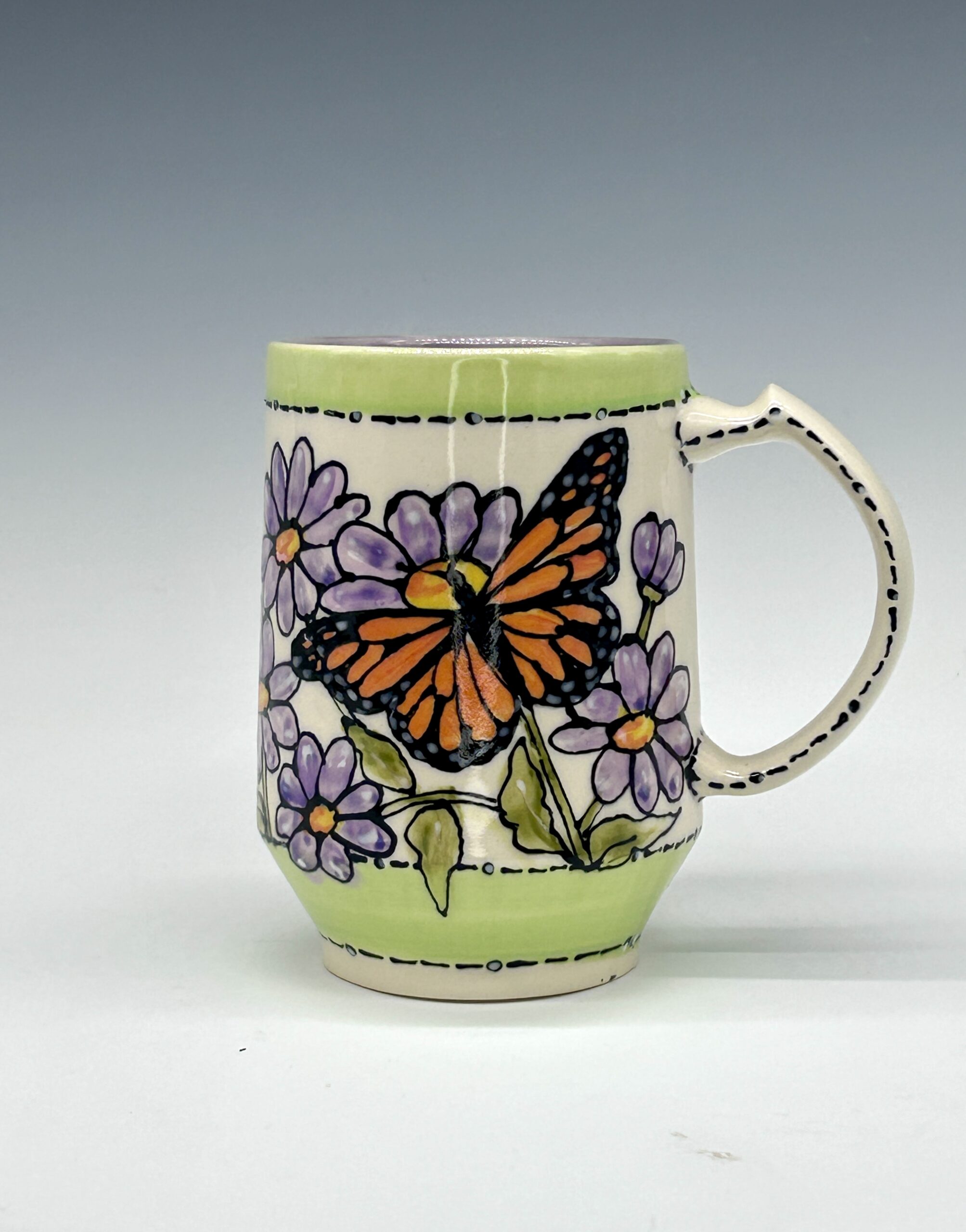 Butterfly & Lavender Blooms Hand-Painted Ceramic Mug
