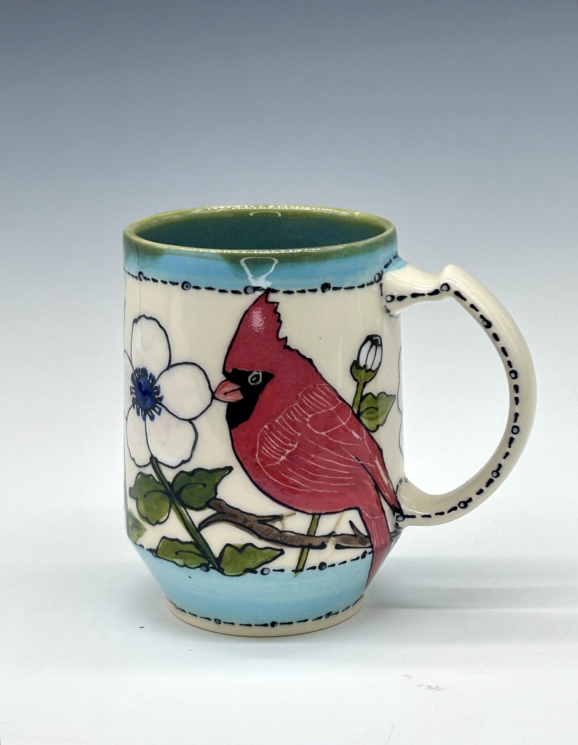 Cardinal & Blossoms Hand-Painted Ceramic Mug