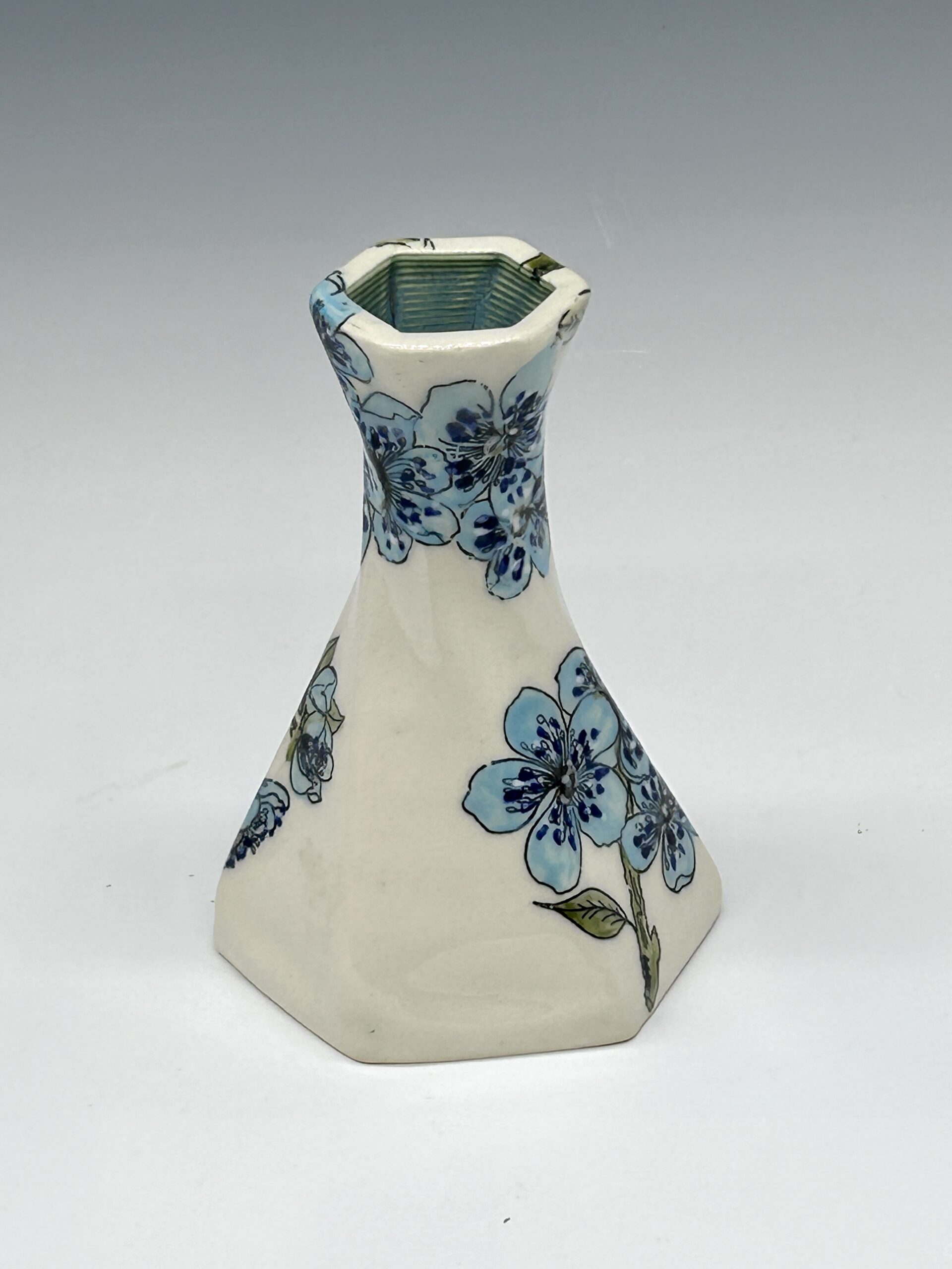 Blue Blossom Hand-Painted Twist Ceramic Vase from Ceramics by Nature, view 2