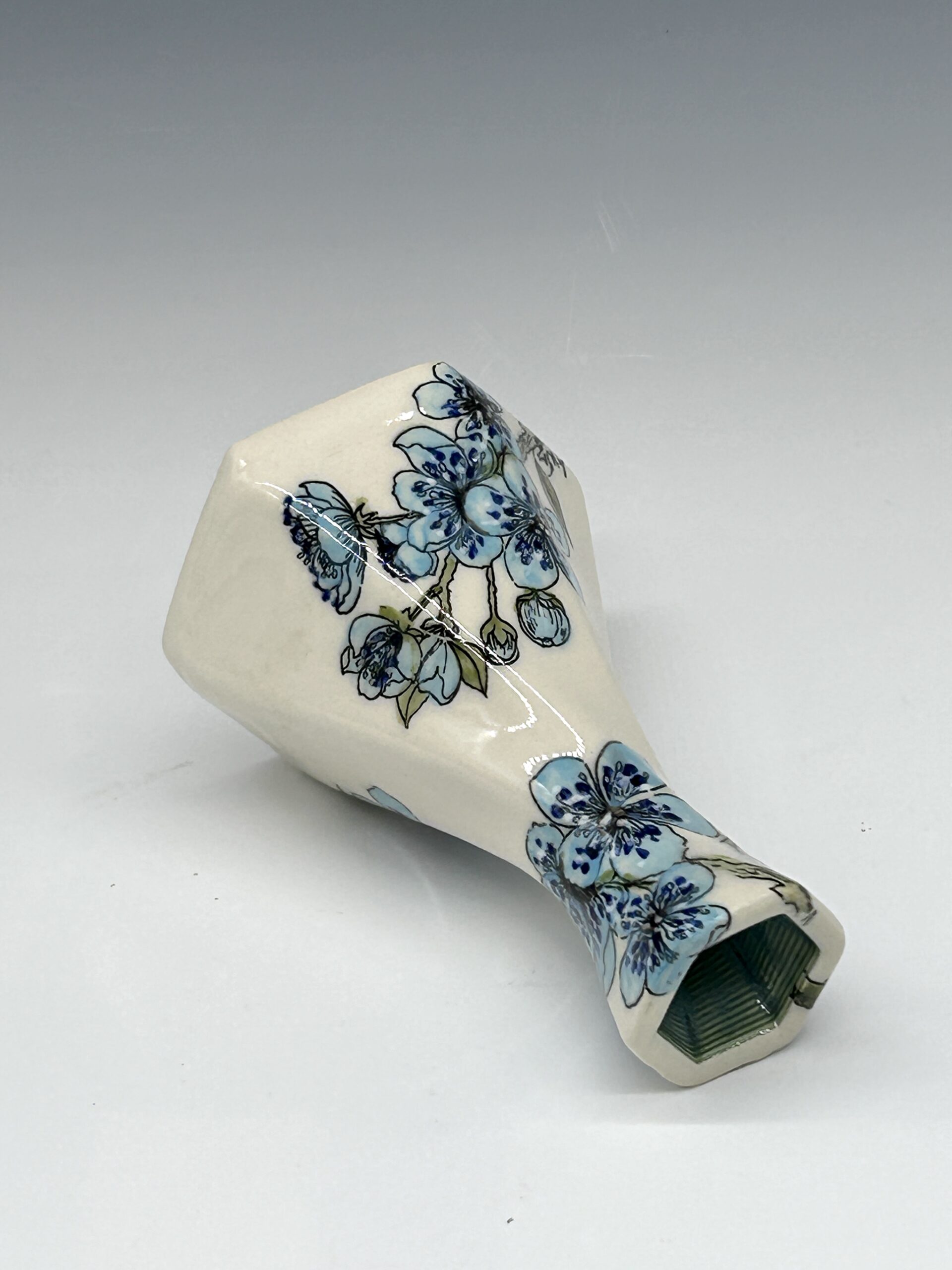 Blue Blossom Hand-Painted Twist Ceramic Vase from Ceramics by Nature, view 3