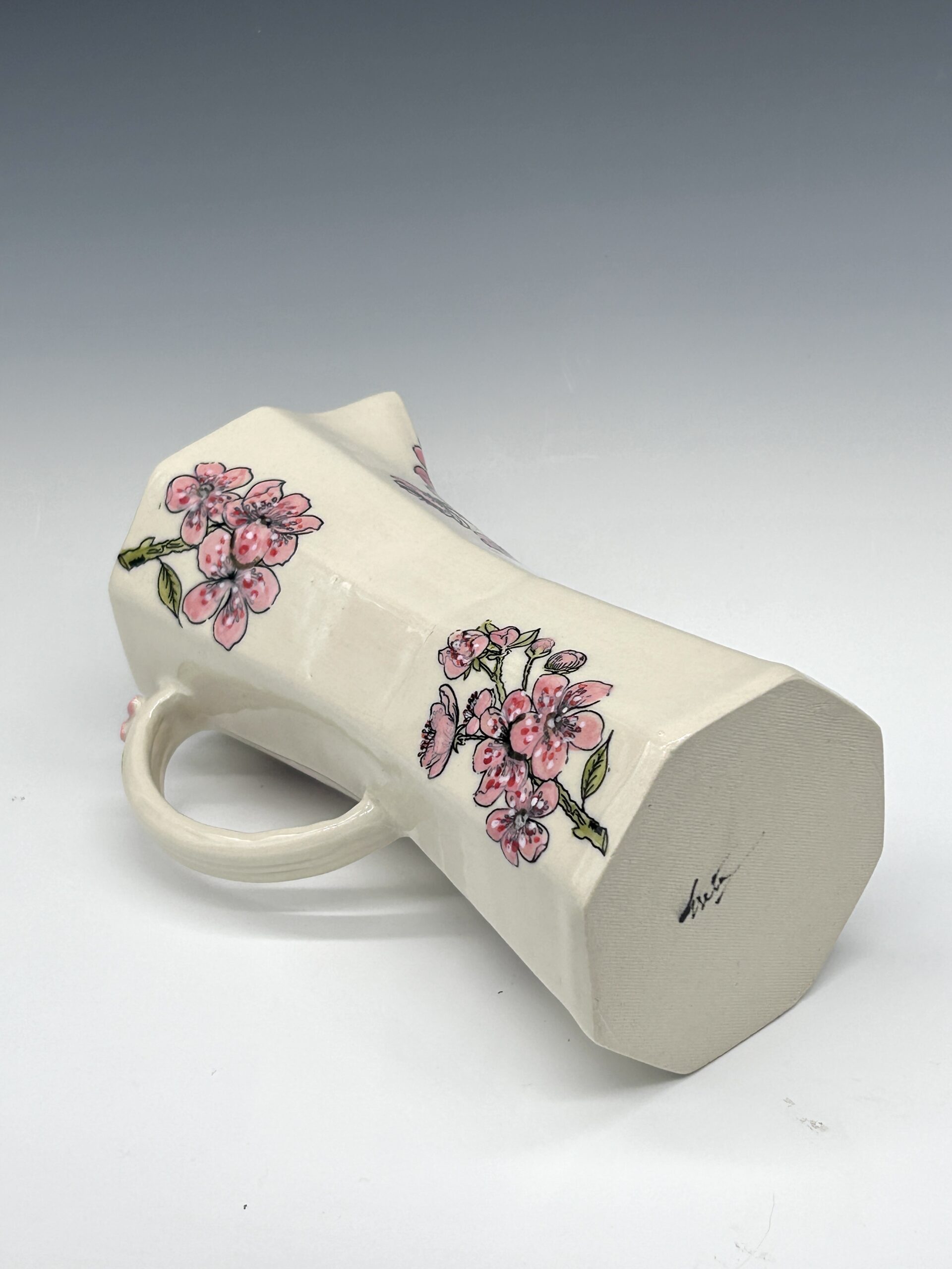 Rose Blossom Hand-Painted Ceramic Pitcher from Ceramics by Nature, view 2