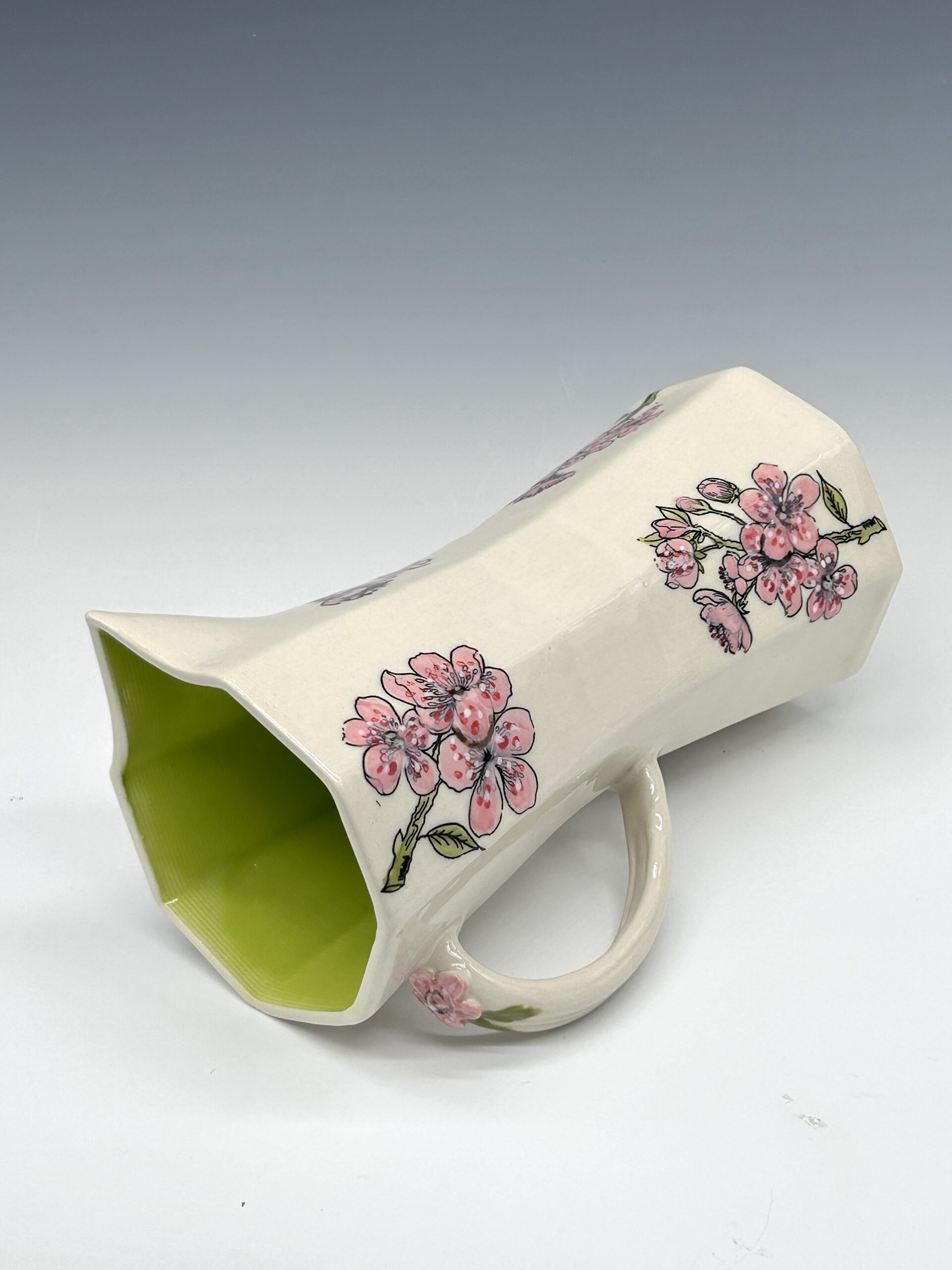 Rose Blossom Hand-Painted Ceramic Pitcher from Ceramics by Nature, view 3