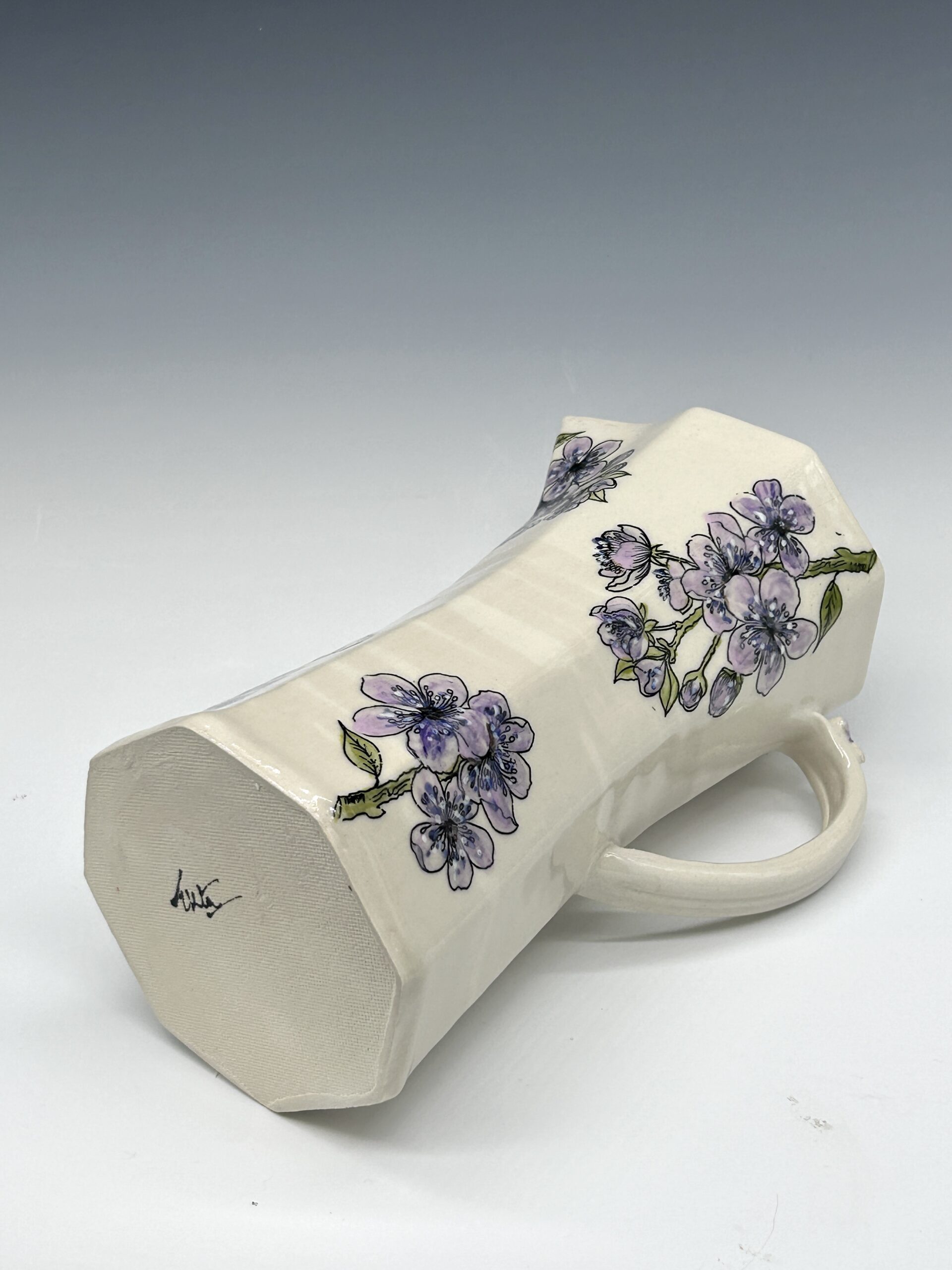 Violet Blossom Hand-Painted Ceramic Pitcher from Ceramics by Nature, view 2