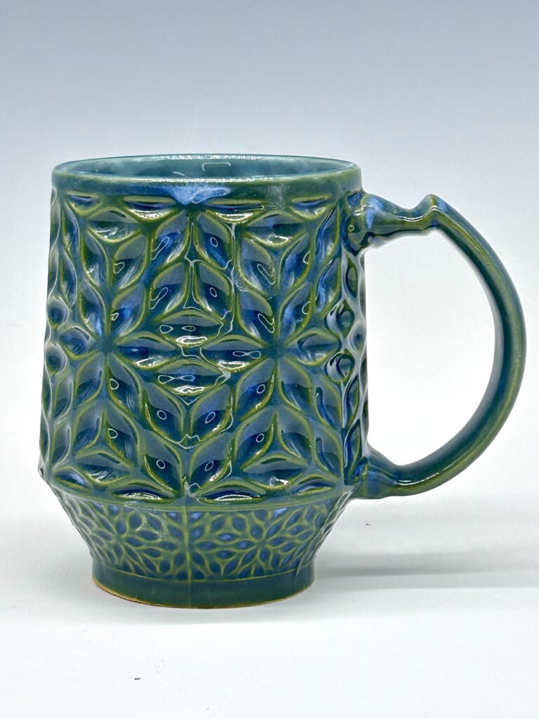 Petal Lattice geometric mug in Meadow Tide